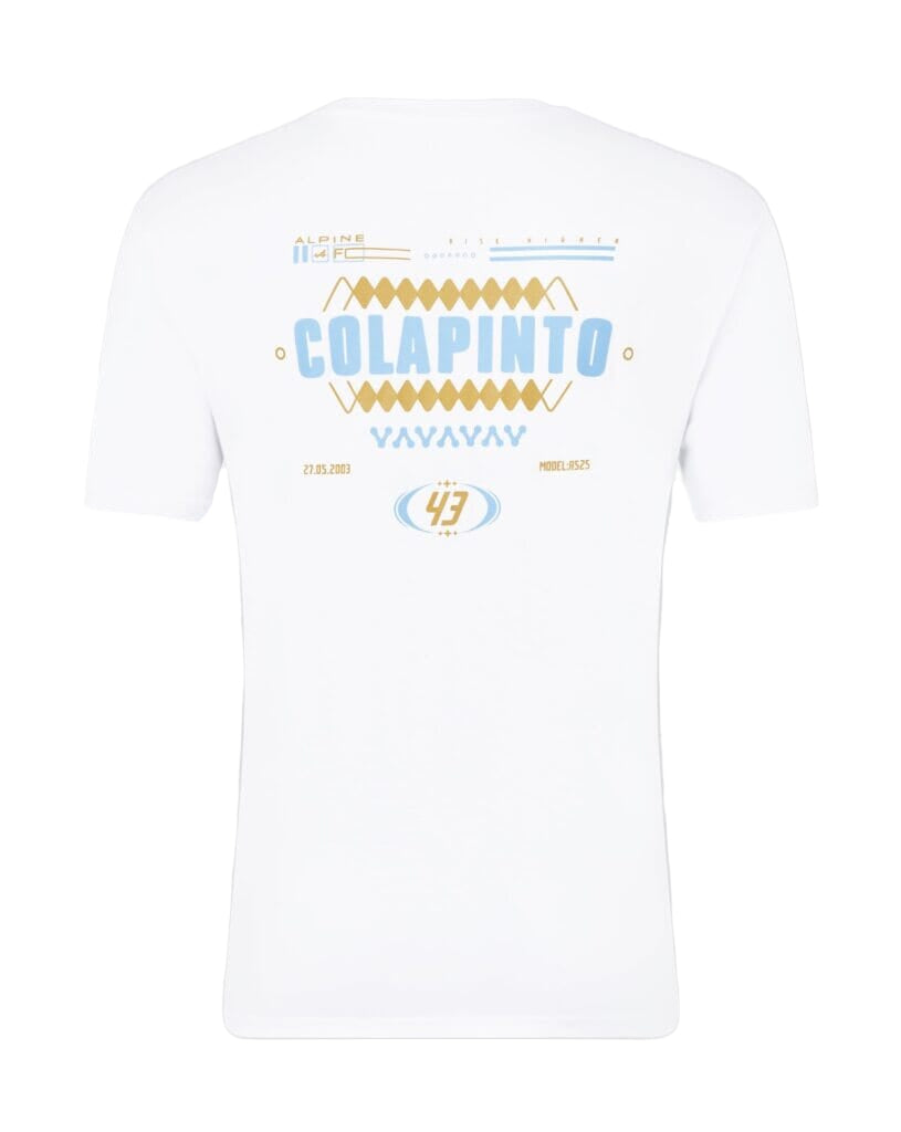 Alpine Racing F1 Franco Colapinto Relaxed Fit T-Shirt- White/Blue Ice