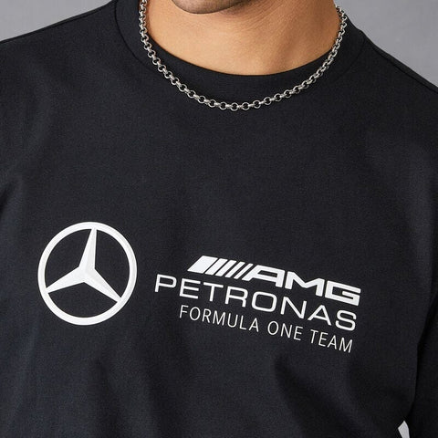Mercedes Benz AMG Petronas F1 Men's Large Logo T-Shirt - Black/White/Green