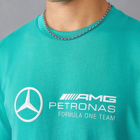 Mercedes Benz AMG Petronas F1 Men's Large Logo T-Shirt - Black/White/Green