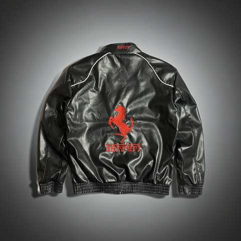 Ferrari F1 Leather Jacket [Black & White]