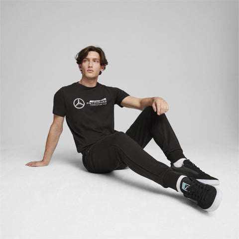 Mercedes Benz AMG Petronas F1 Puma Men's Large Logo T-Shirt - Black/Silver/Green
