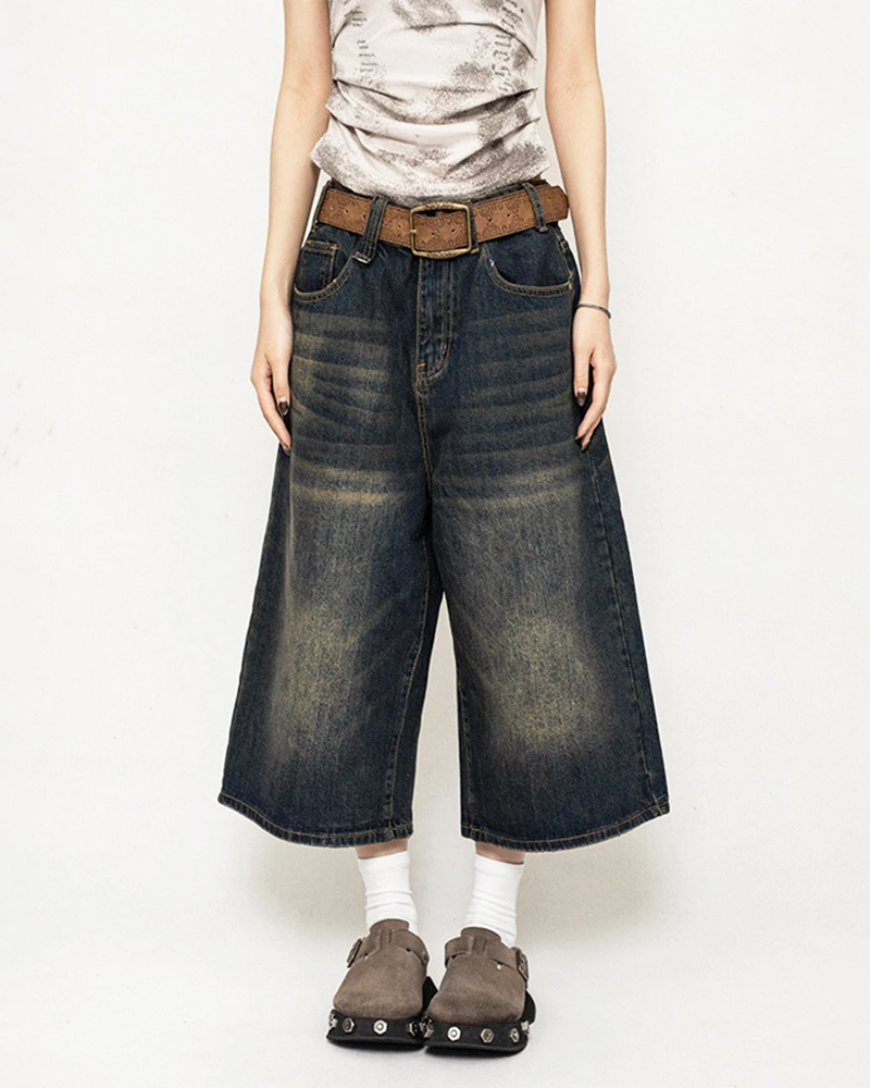 Baggy Jean Shorts Womens