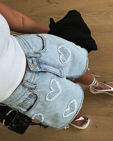 Denim Heart Shorts