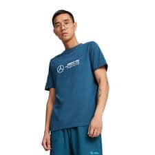 Mercedes Benz AMG Petronas F1 Puma Men's Large Logo T-Shirt - Black/Silver/Green
