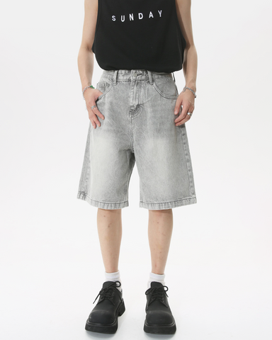 Men's Gray Denim Shorts