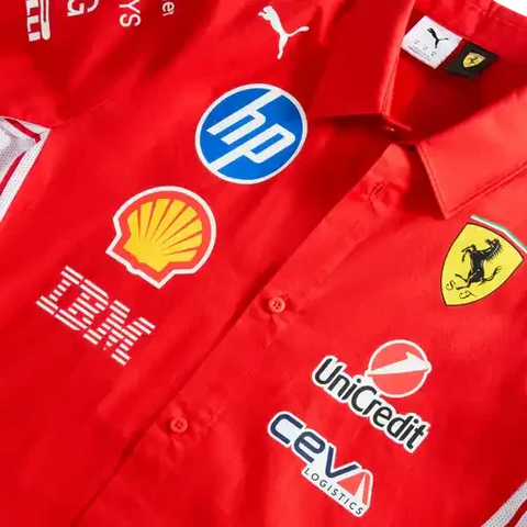 Scuderia Ferrari F1 2026 Men's Team Button Down Shirt - Puma Red